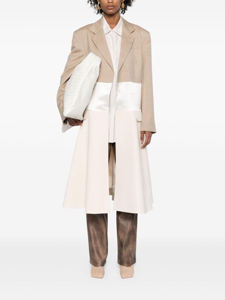 Neutral Panelled Single-Breasted Coat