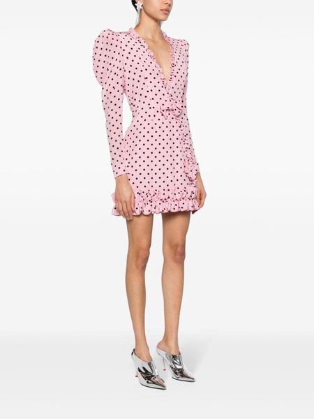 polka-dot silk minidress