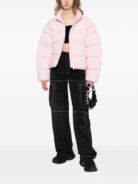 reflective-logo cropped puffer jacket