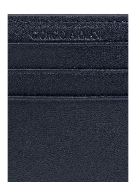 engraved-logo leather card holder