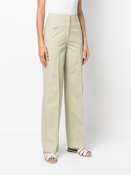 high-waisted straight cotton trousers