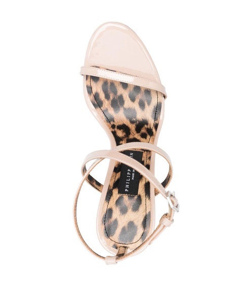 Leopard 115mm skull-embellished sandals