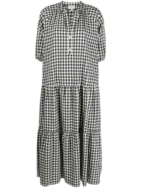 gingham-print tiered dress