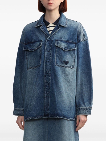 Ape-embroidered denim shirt