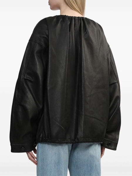 drawstring-neck leather jacket