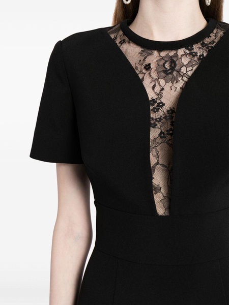 lace-panel midi dress