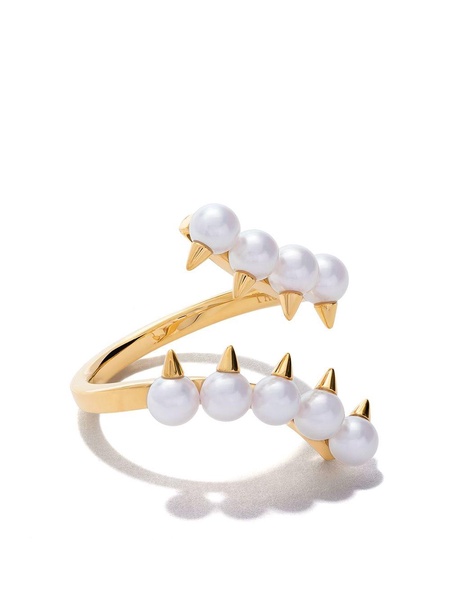 18kt yellow gold danger plus Collection Line Akoya pearl ring