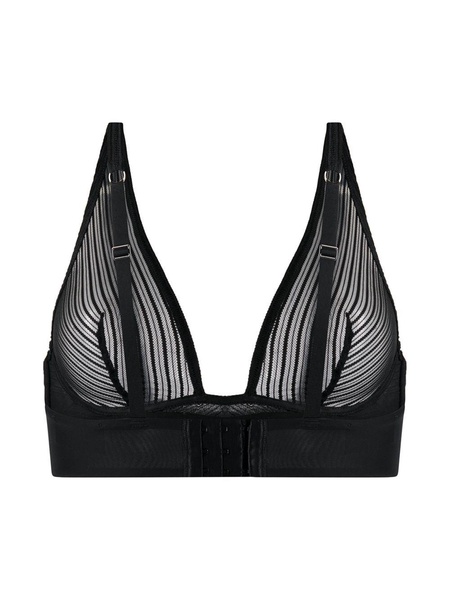 stripe mesh soft cup bra