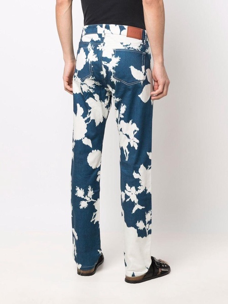 floral-print straight jeans