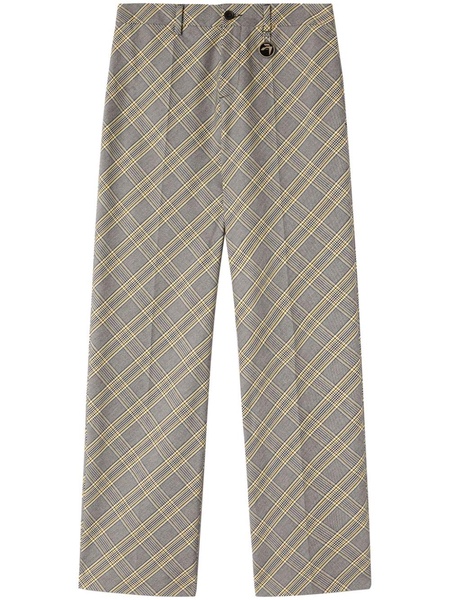 checked straight-leg trousers