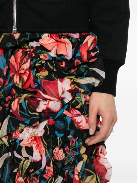 floral-print ruched midi skirt