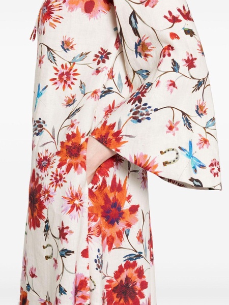 Floral Ease printed linen midi dress 