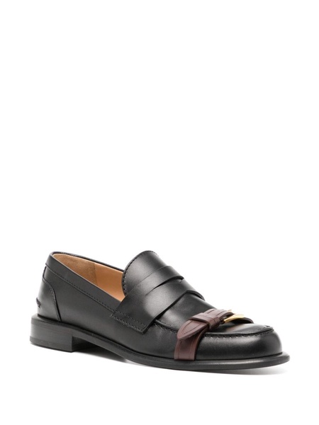 Animated buckle-detail leather loafers