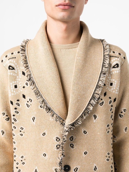 bandana-print jacquard knitted cardigan