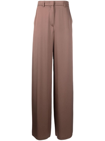 wide-leg high-waisted silk trousers