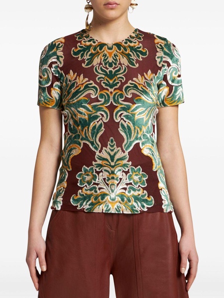 patterned-jacquard tulle T-shirt