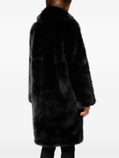 shawl-lapels faux-fur coat 