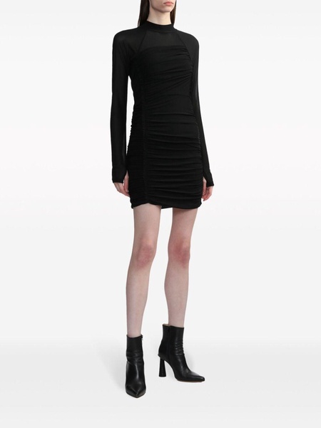 ruched long-sleeve minidress