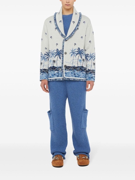 hawaii print-knitted wool cardigan 