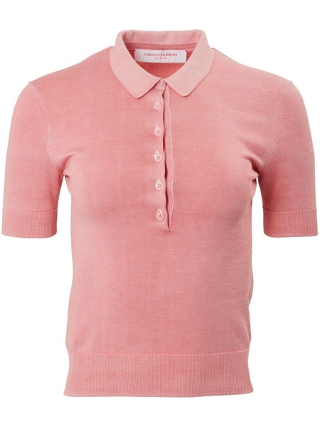 silk-cotton knitted polo shirt