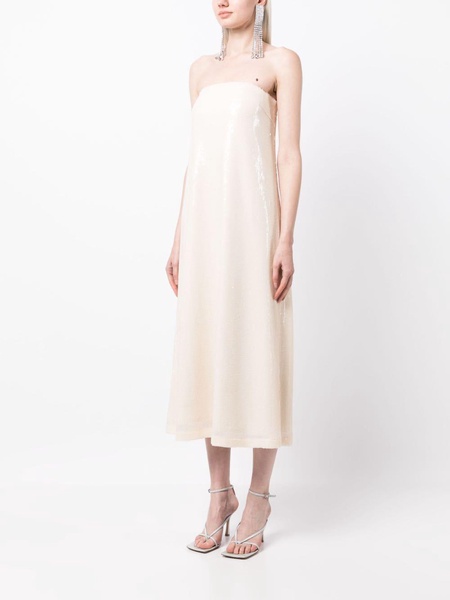  shimmer semi-sheer midi dress