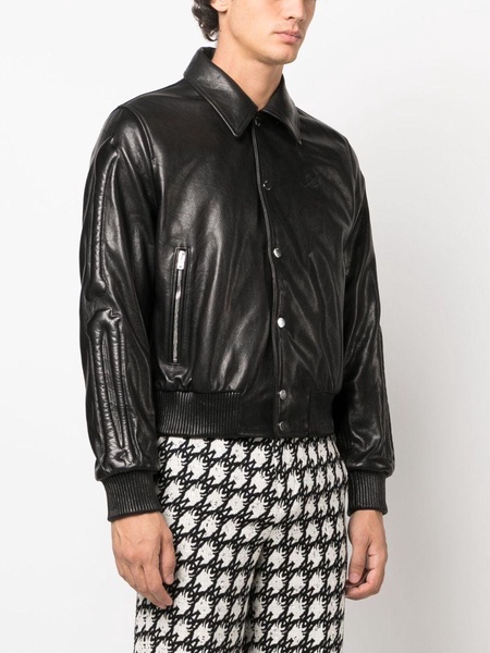 Bones embossed leather jacket