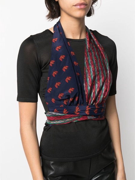 mix-print tie-fastening top 