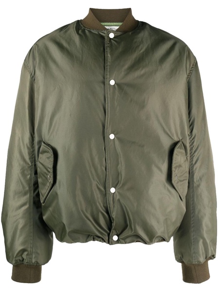 ruched-sleeve padded bomber jacket