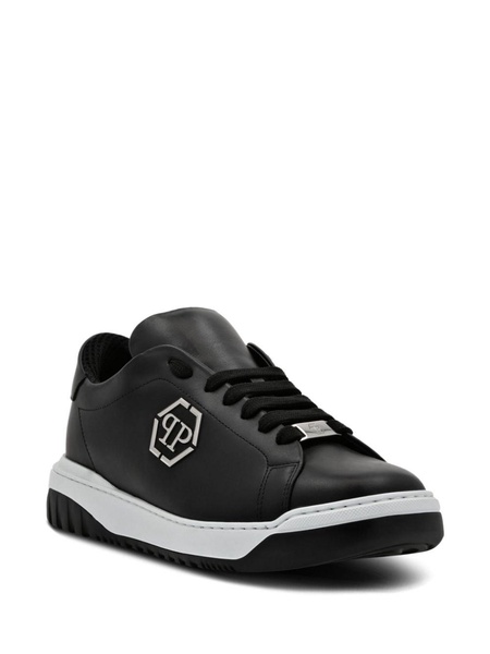 logo-appliqué leather sneakers