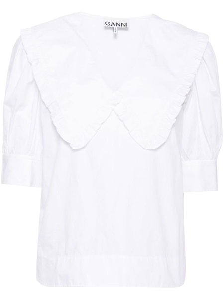 Ganni Organic Cotton Ruffled Blouse