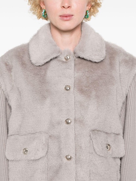 Dual-material faux-fur jacket