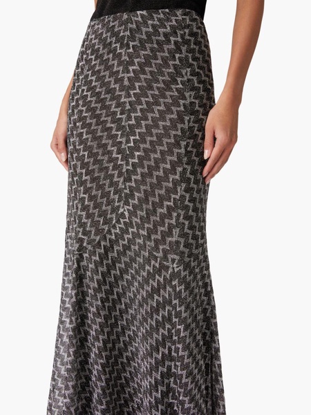 Zigzag lamé flared maxi skirt