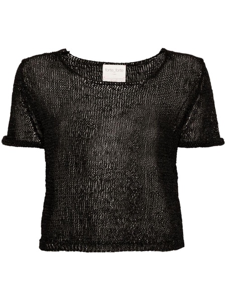 open-knit crop T-shirt