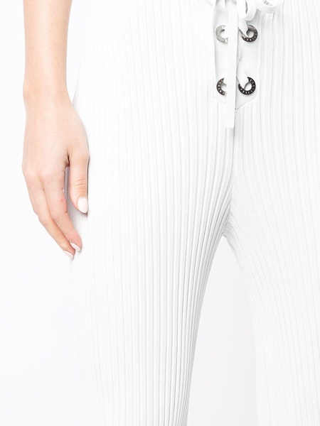 ribbed-knit eyelet lace-up trousers