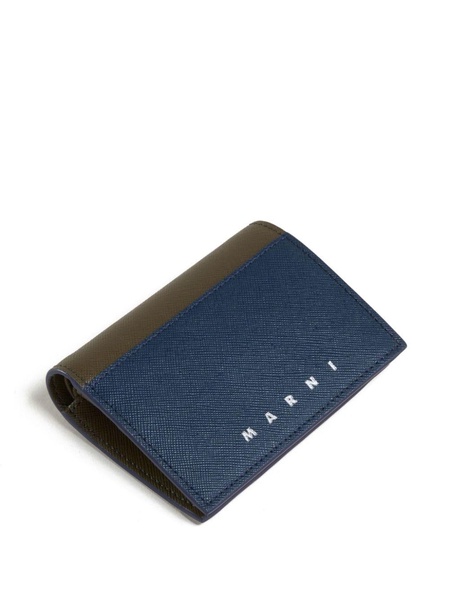 two-tone bi-fold leather wallet