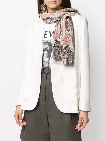 paisley-print frayed scarf