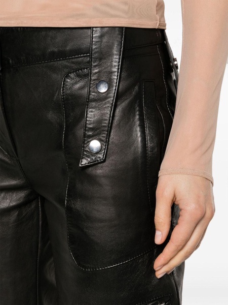 straight-leg leather cargo trousers