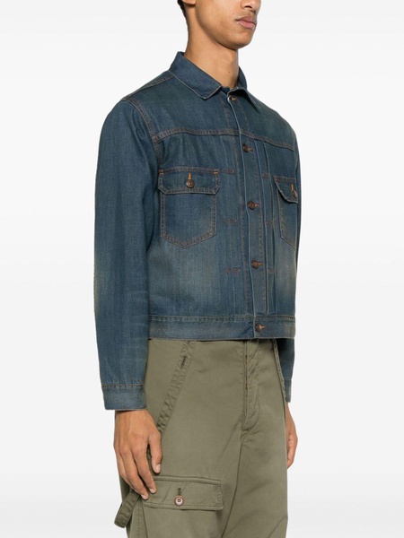 pleat-detailing denim jacket