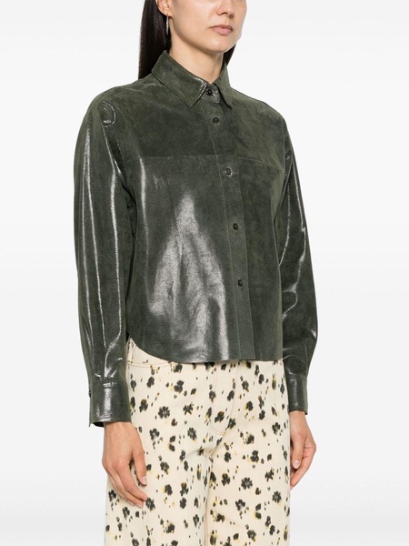 lizard-skin effect leather shirt