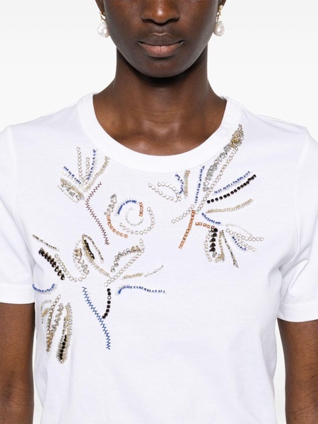 bead-embellishment cotton T-shirt