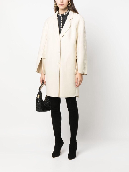 belted mohair-blend trench coat