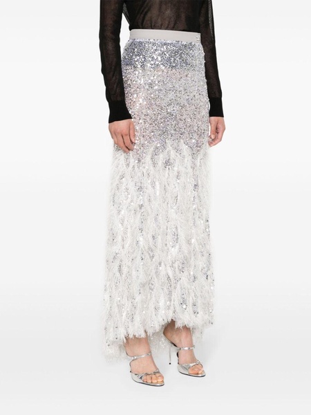 sequined fringed maxi skirt