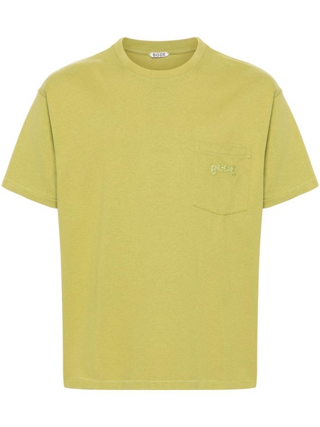 Green Logo-Embroidered Cotton T-shirt