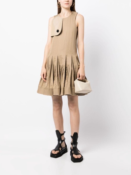 storm-flap pleated-skirt dress