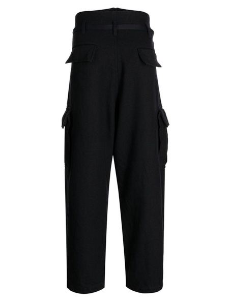 cargo-pocket cotton-blend wide-leg trousers 