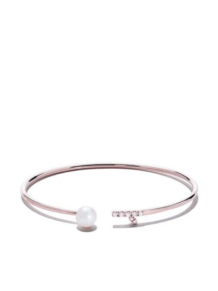 18kt rose gold Collection Line Akoya pearl and diamond bangle