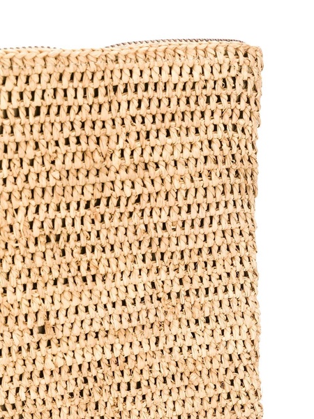 zipped woven clutch bag