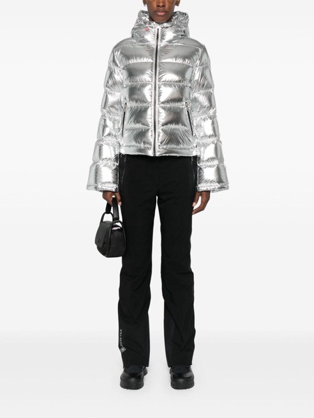 metallic flare jacket