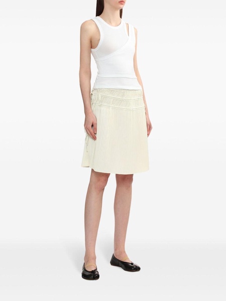 Neutral Pleated Satin Skirt