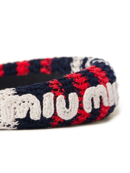 logo-appliqué crochet headband